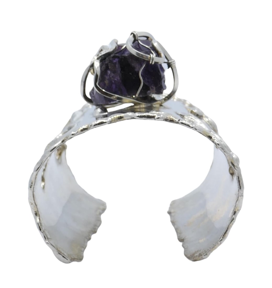 Arthur King Silver Amethyst Cuff Bracelet - 13