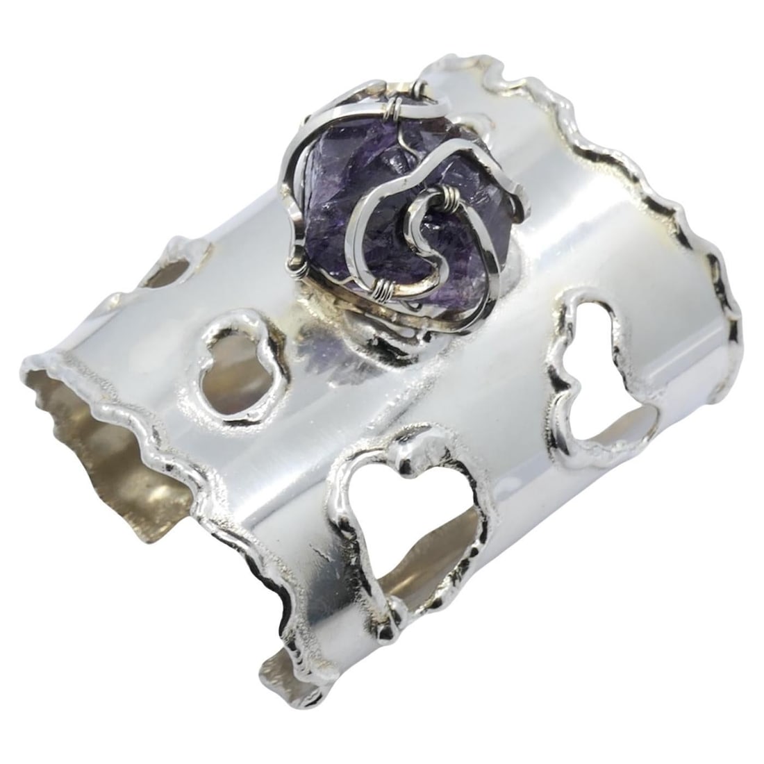 Arthur King Silver Amethyst Cuff Bracelet - 18