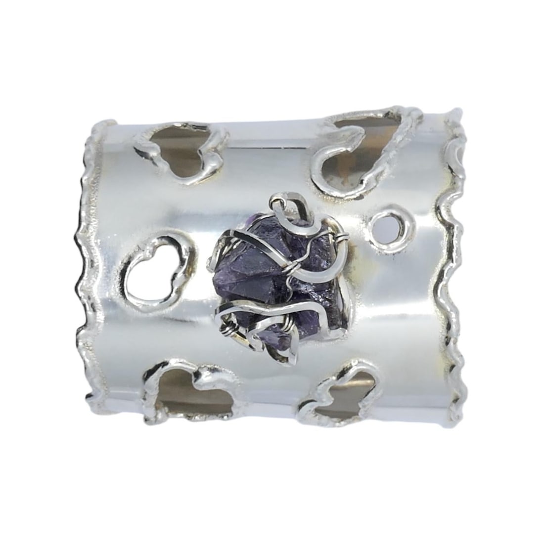 Arthur King Silver Amethyst Cuff Bracelet - 9