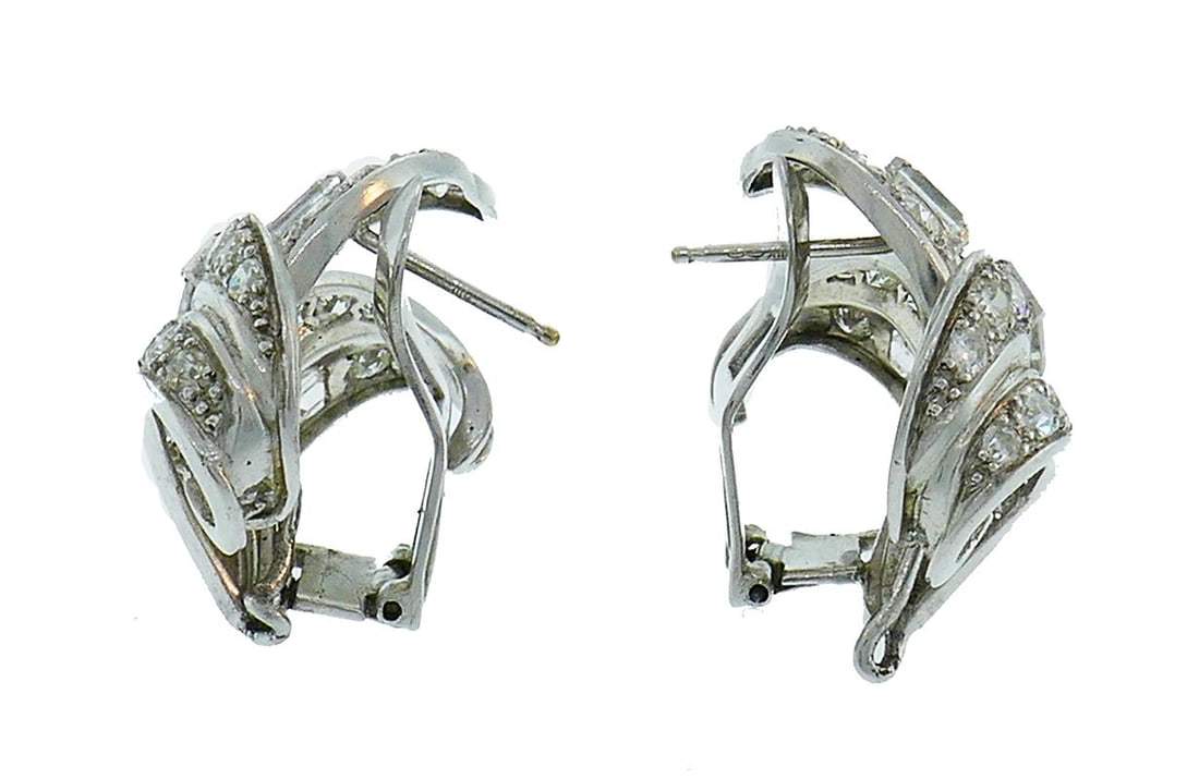Art Deco Diamond Platinum Earrings - 6