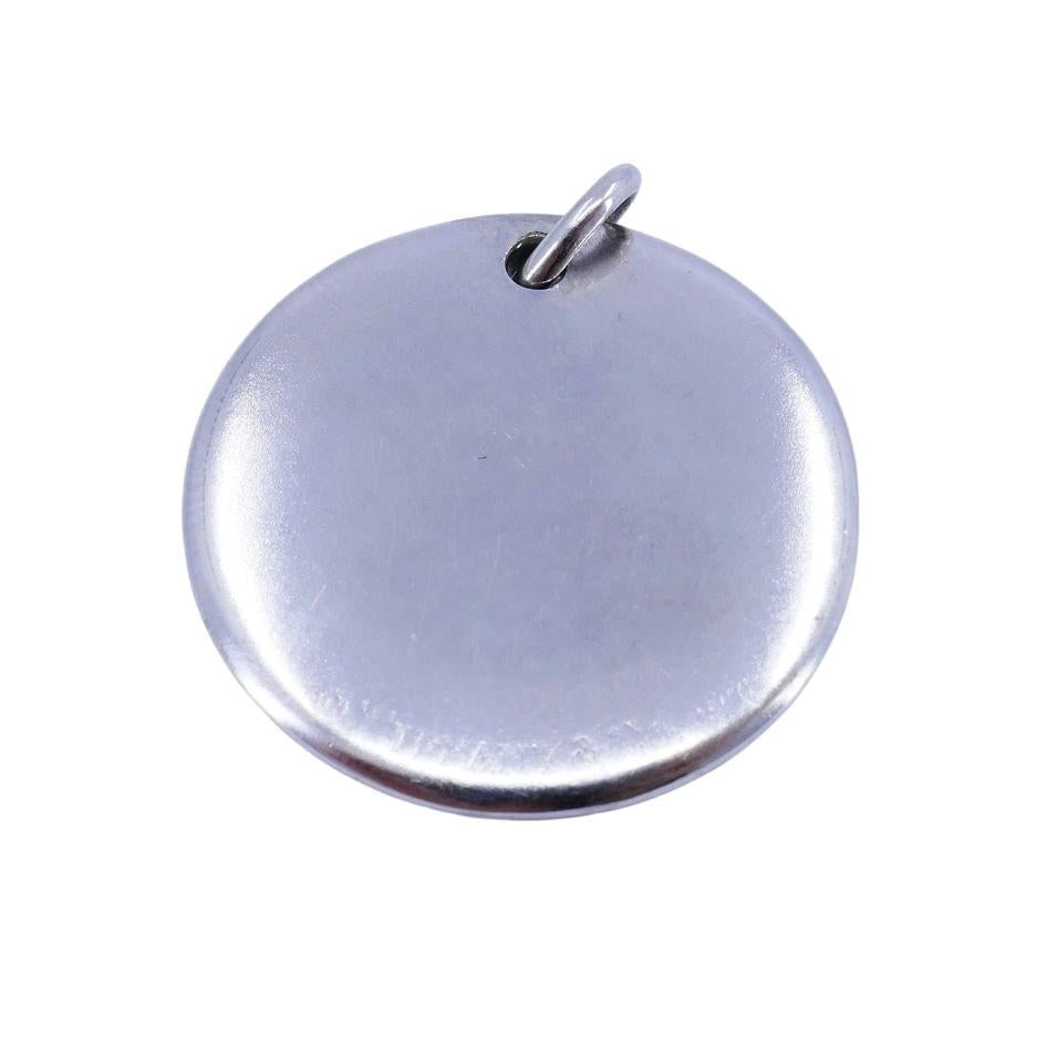 Vintage Tiffany & Co. 18k White Gold Diamond Disc Pendant - 4