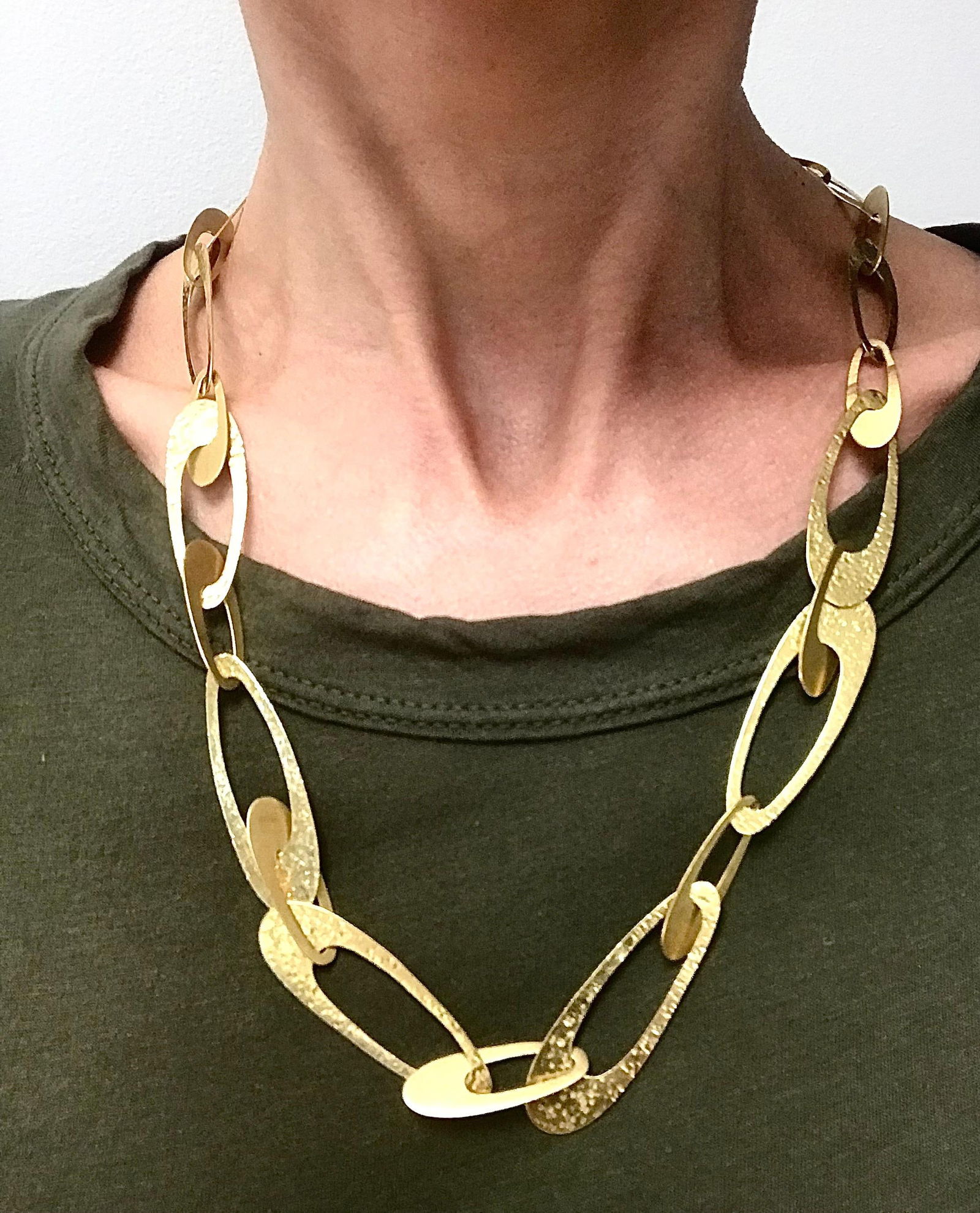 Vintage 14k Yellow Gold Flat Link Necklace - 3