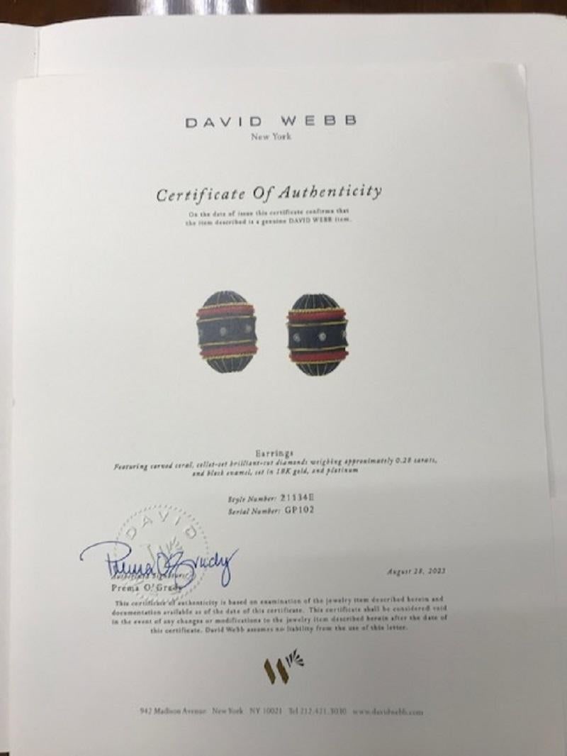 Vintage David Webb Earrings Enamel Gold Diamond - 6