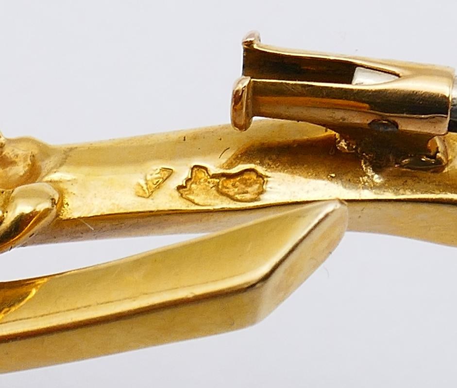 French Vintage Brooch Wild Rose Clip Pin 18k Gold Estate Jewelry - 5