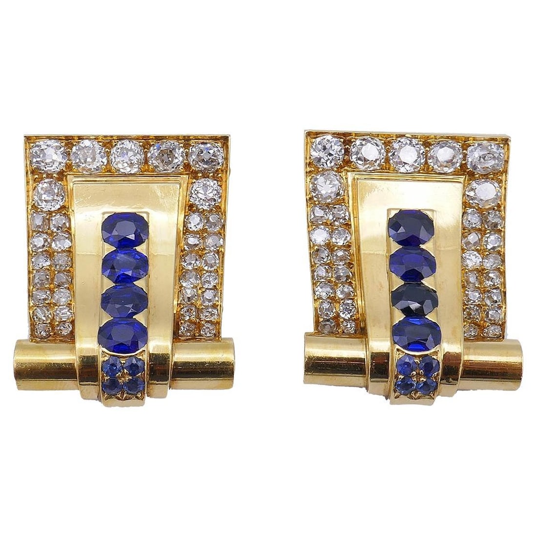 Rene Boivin 18k Gold Retro Double Clip Pin Brooch Vintage Jewelry - 2