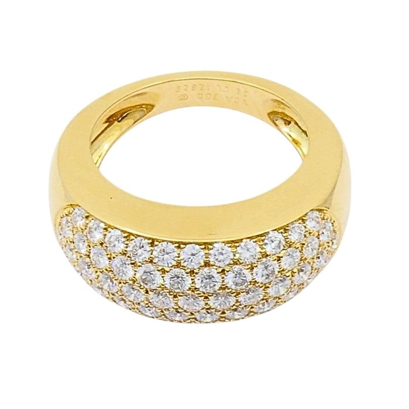Van Cleef & Arpels Pave Diamond Gold Dome Ring - 10