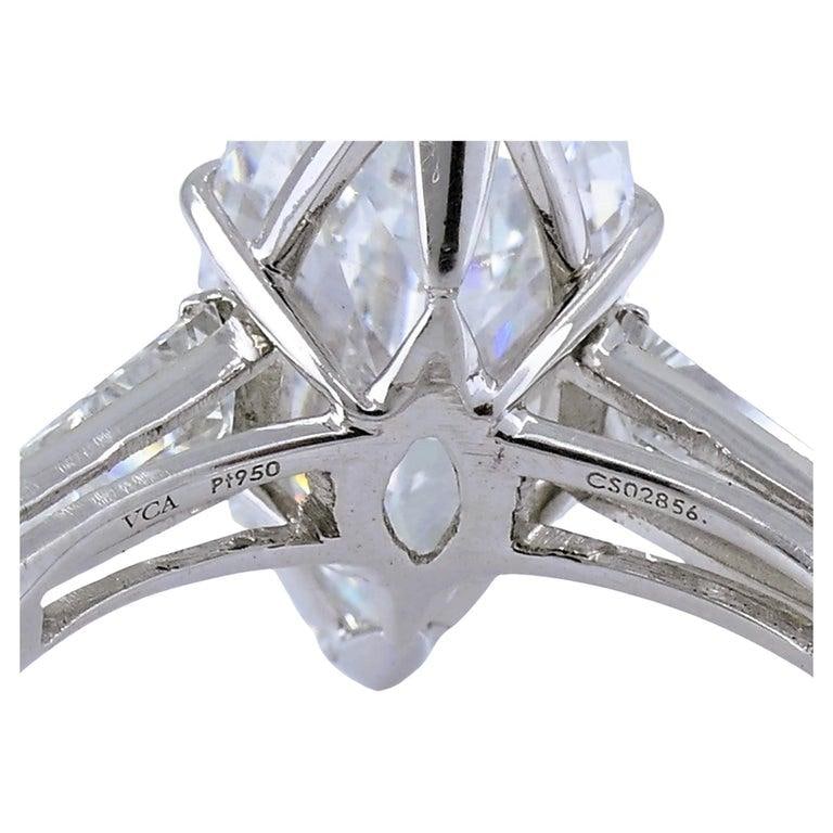 Van Cleef & Arpels Marquise Diamond Platinum Ring GIA 5.11-carat D VVS2 VCA - 14