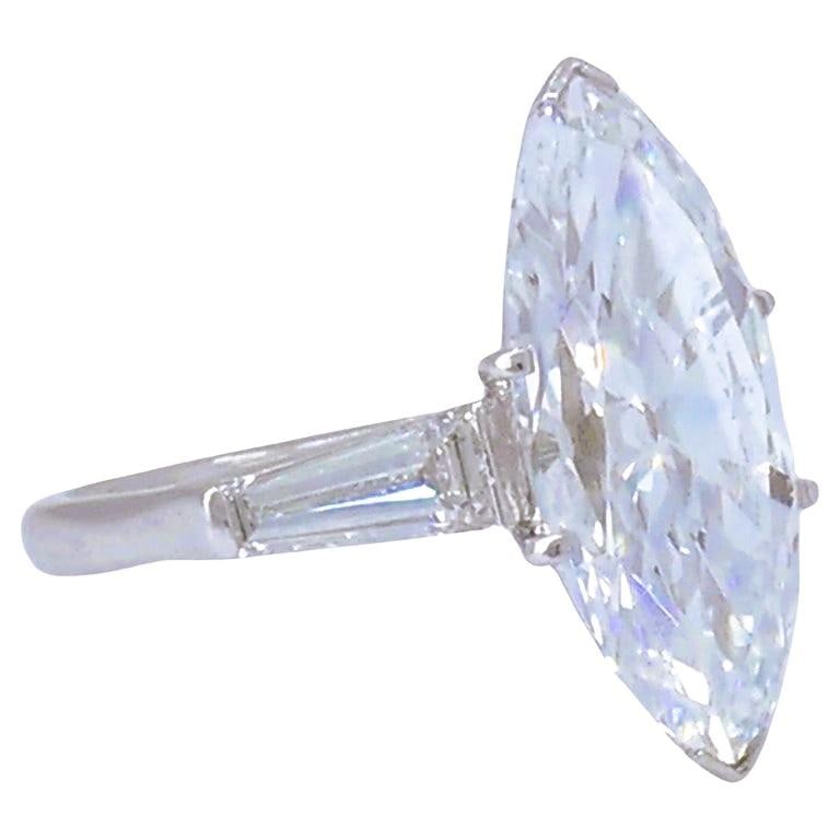 Van Cleef & Arpels Marquise Diamond Platinum Ring GIA 5.11-carat D VVS2 VCA - 17