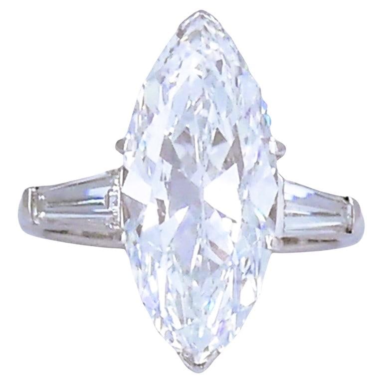 Van Cleef & Arpels Marquise Diamond Platinum Ring GIA 5.11-carat D VVS2 VCA - 18