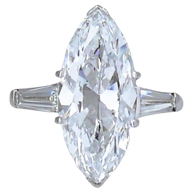 Van Cleef & Arpels Marquise Diamond Platinum Ring GIA 5.11-carat D VVS2 VCA - 7