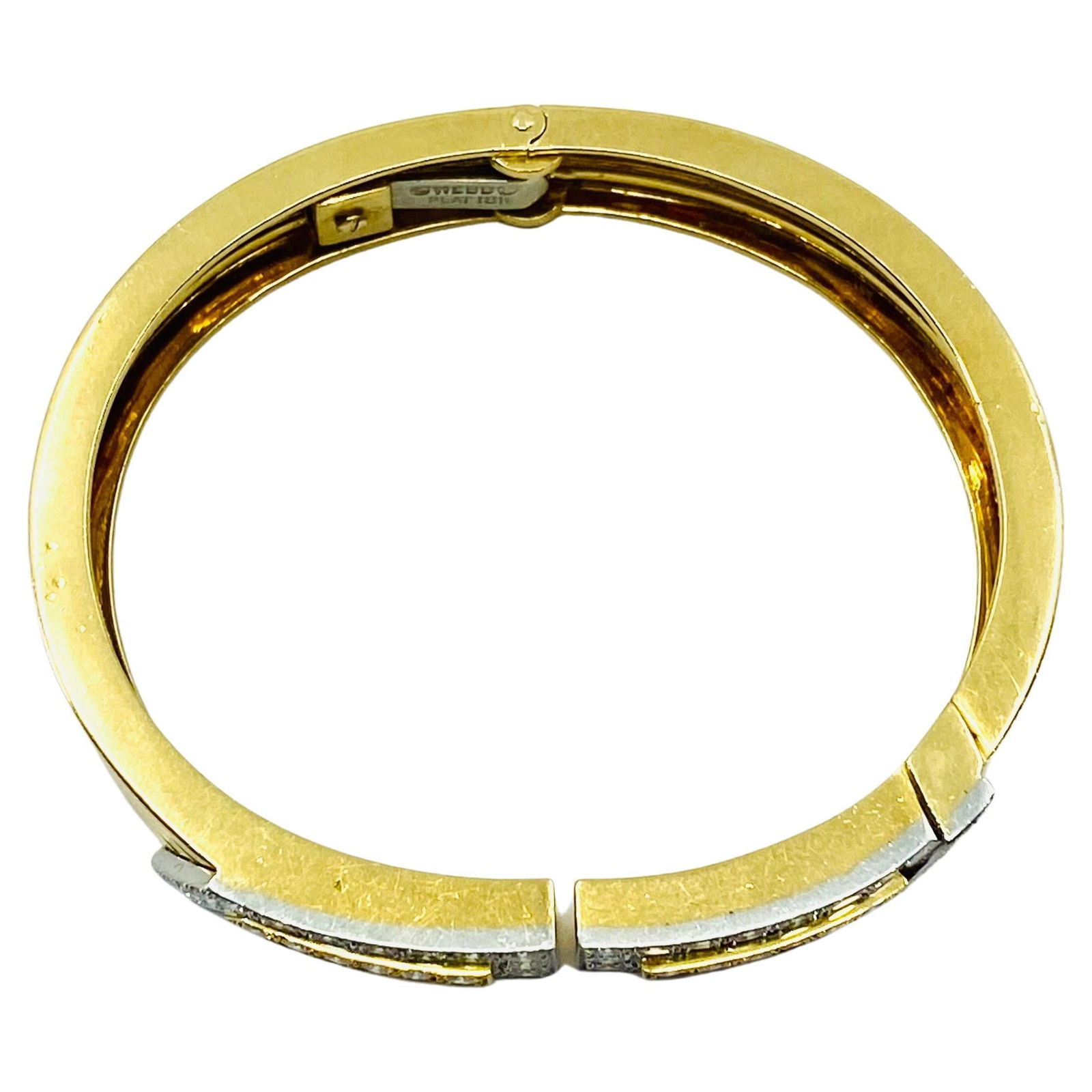David Webb Gold Bracelet Platinum Diamond Bangle - 3
