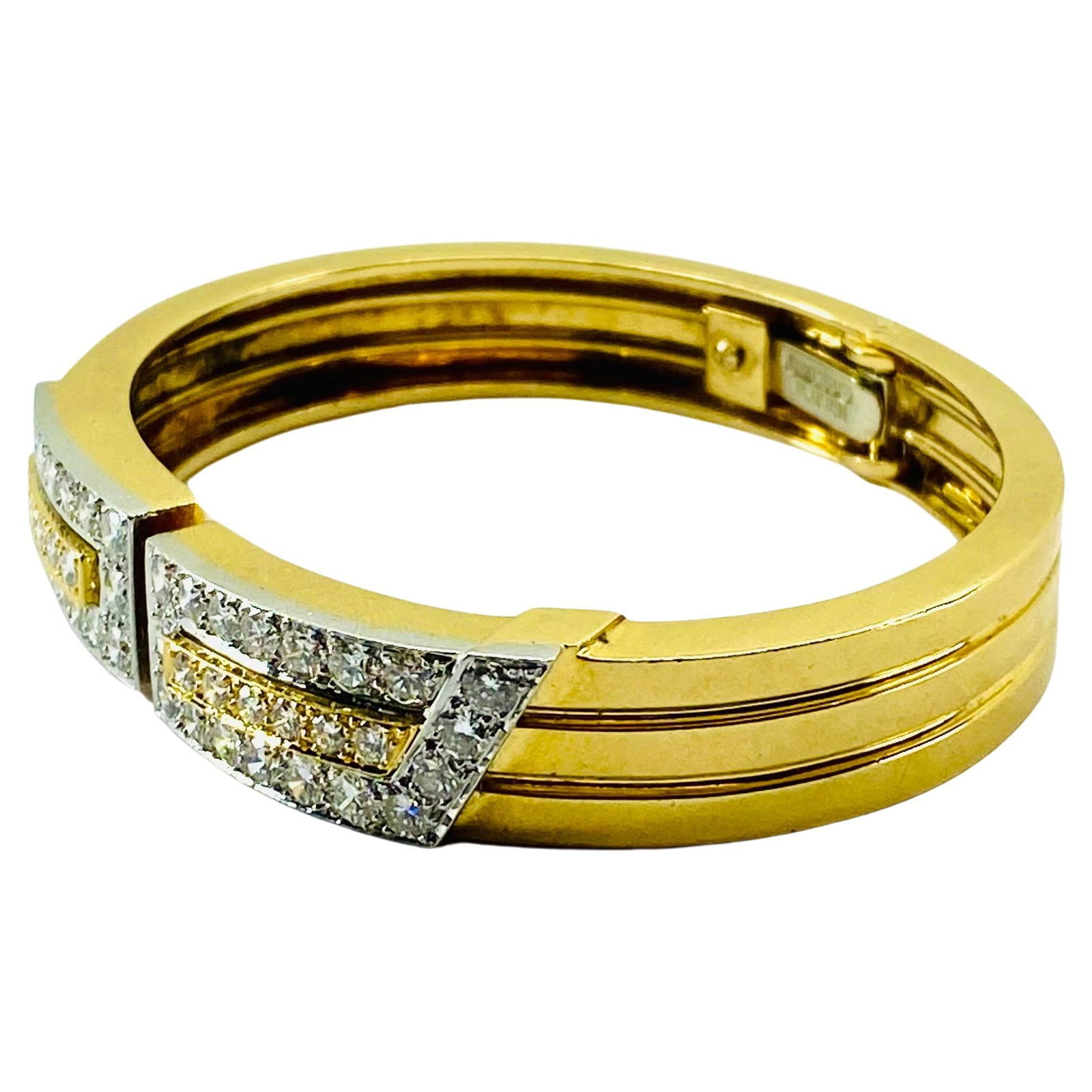 David Webb Gold Bracelet Platinum Diamond Bangle - 4