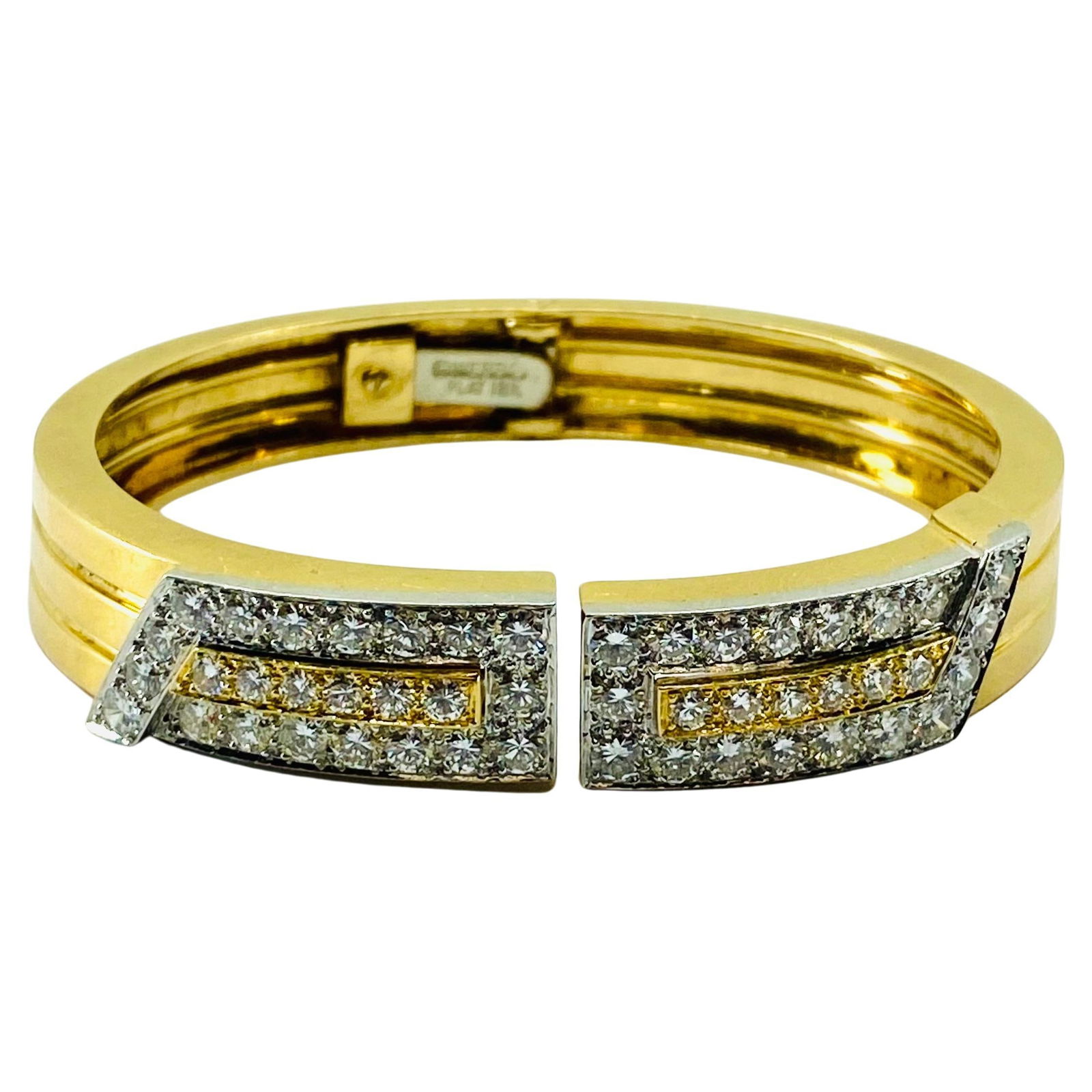 David Webb Gold Bracelet Platinum Diamond Bangle - 7