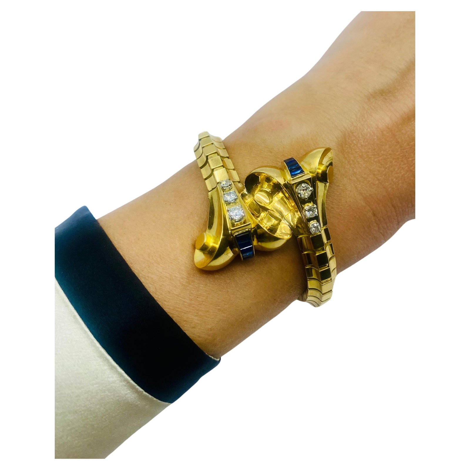 Van Cleef & Arpels Diamond Sapphire Gold Snake Bracelet - 10