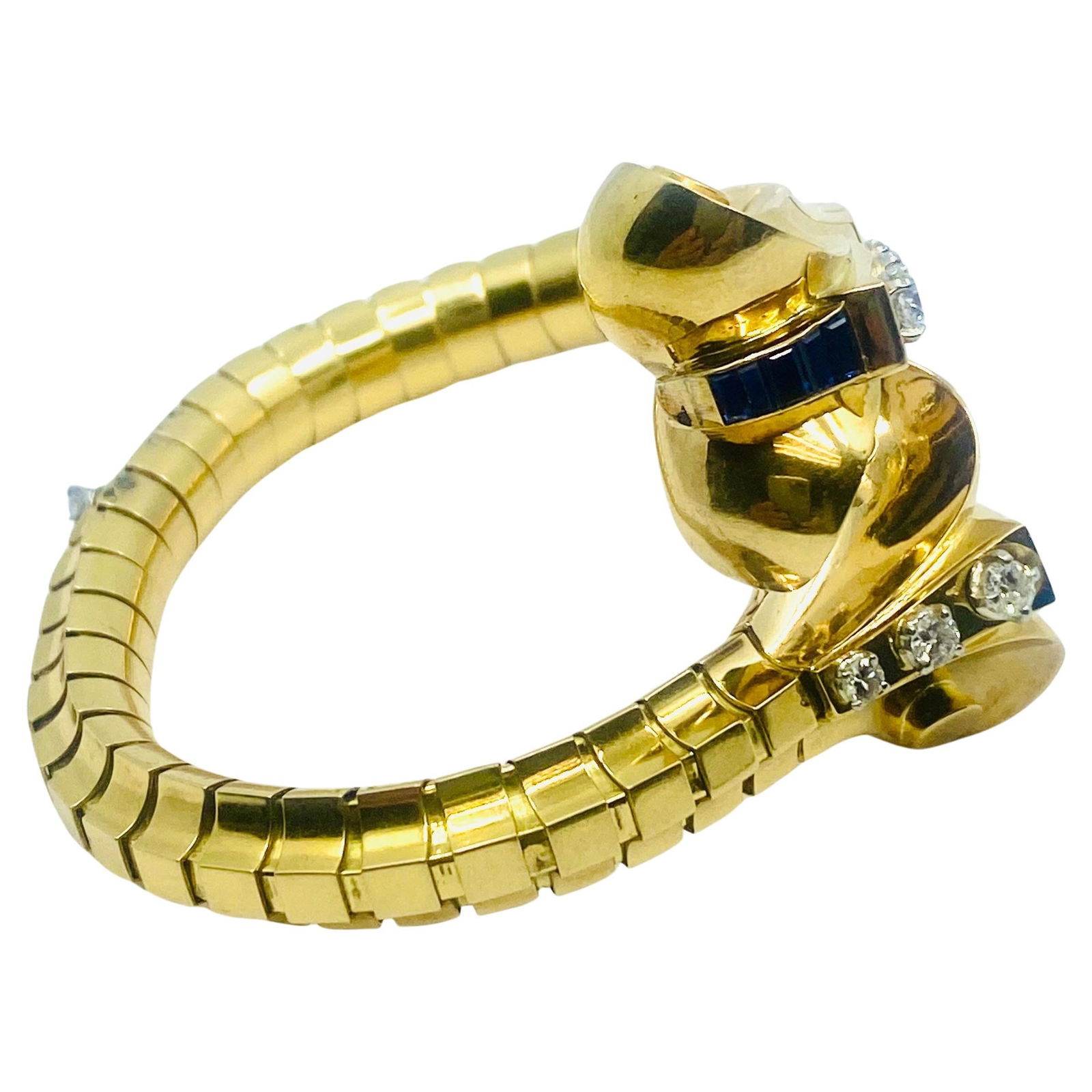 Van Cleef & Arpels Diamond Sapphire Gold Snake Bracelet - 2