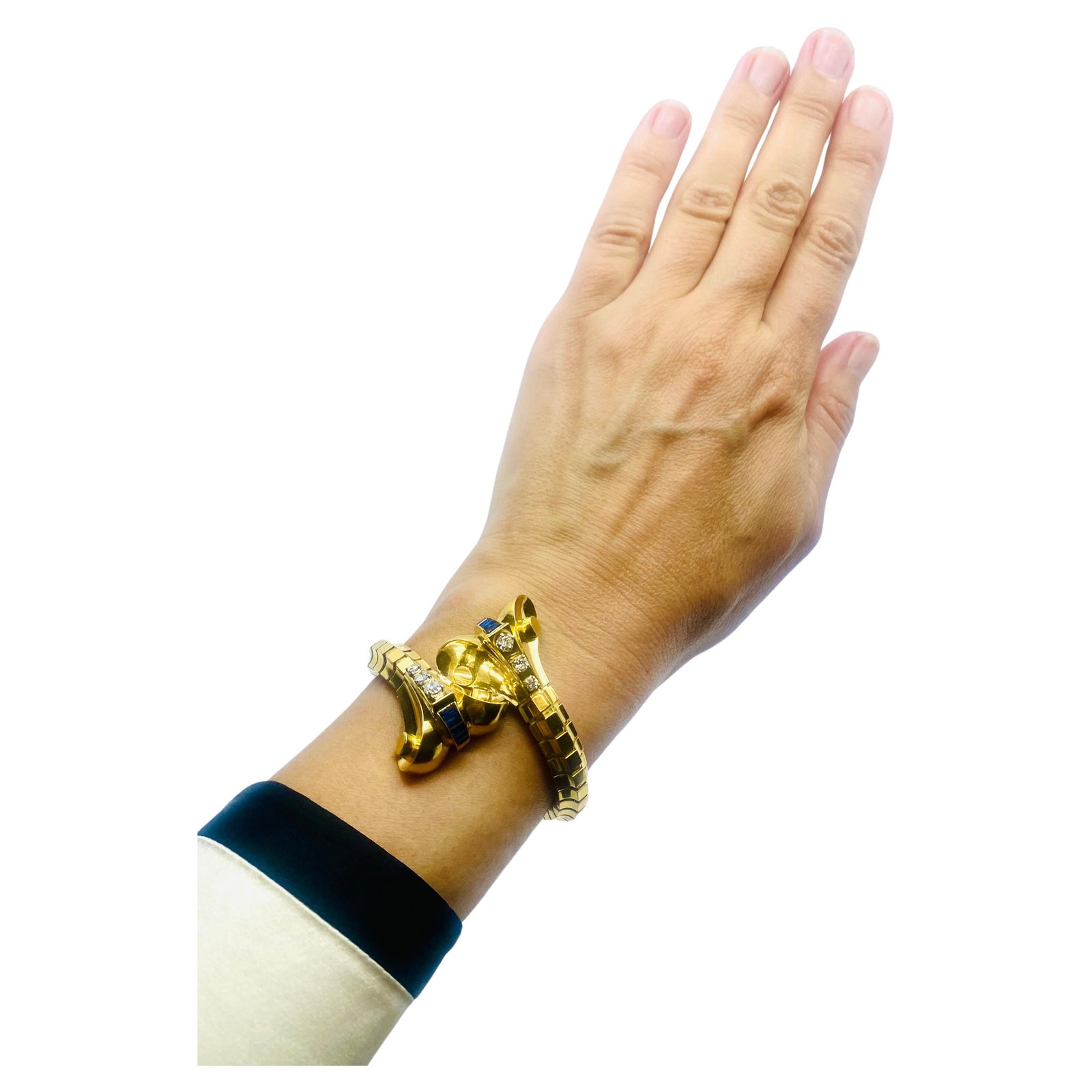 Van Cleef & Arpels Diamond Sapphire Gold Snake Bracelet - 9