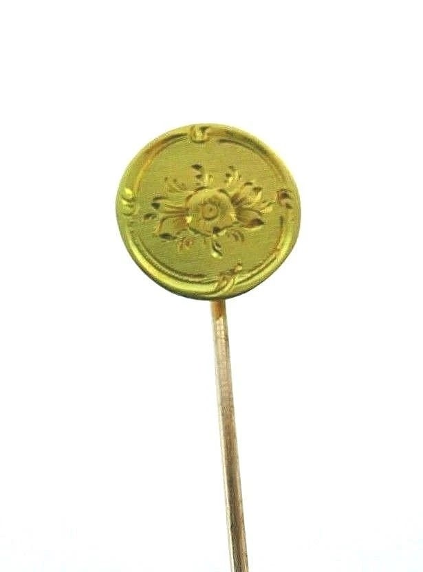 Antique 10k Yellow Gold Hand Engraved Pin - 3