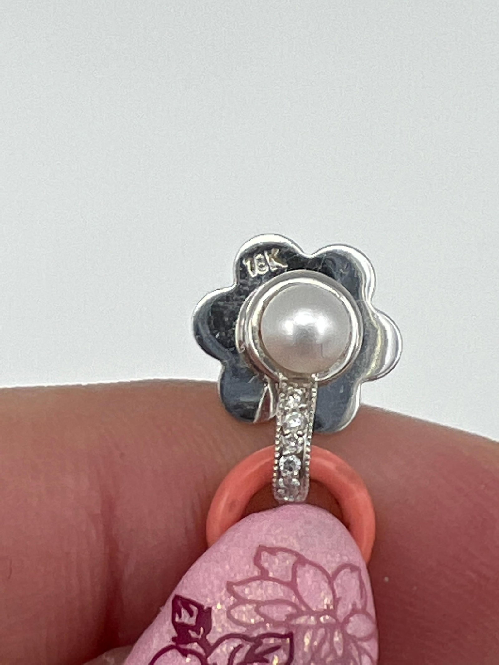 Art Deco White Gold Coral Diamond Pearl and Enamel Dangle Earrings - 5