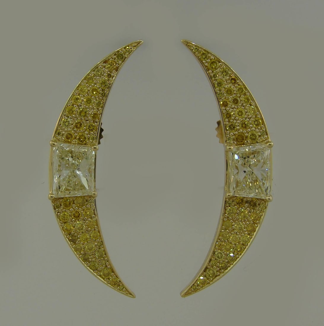 Fancy Yellow Diamond Gold Earrings - 2