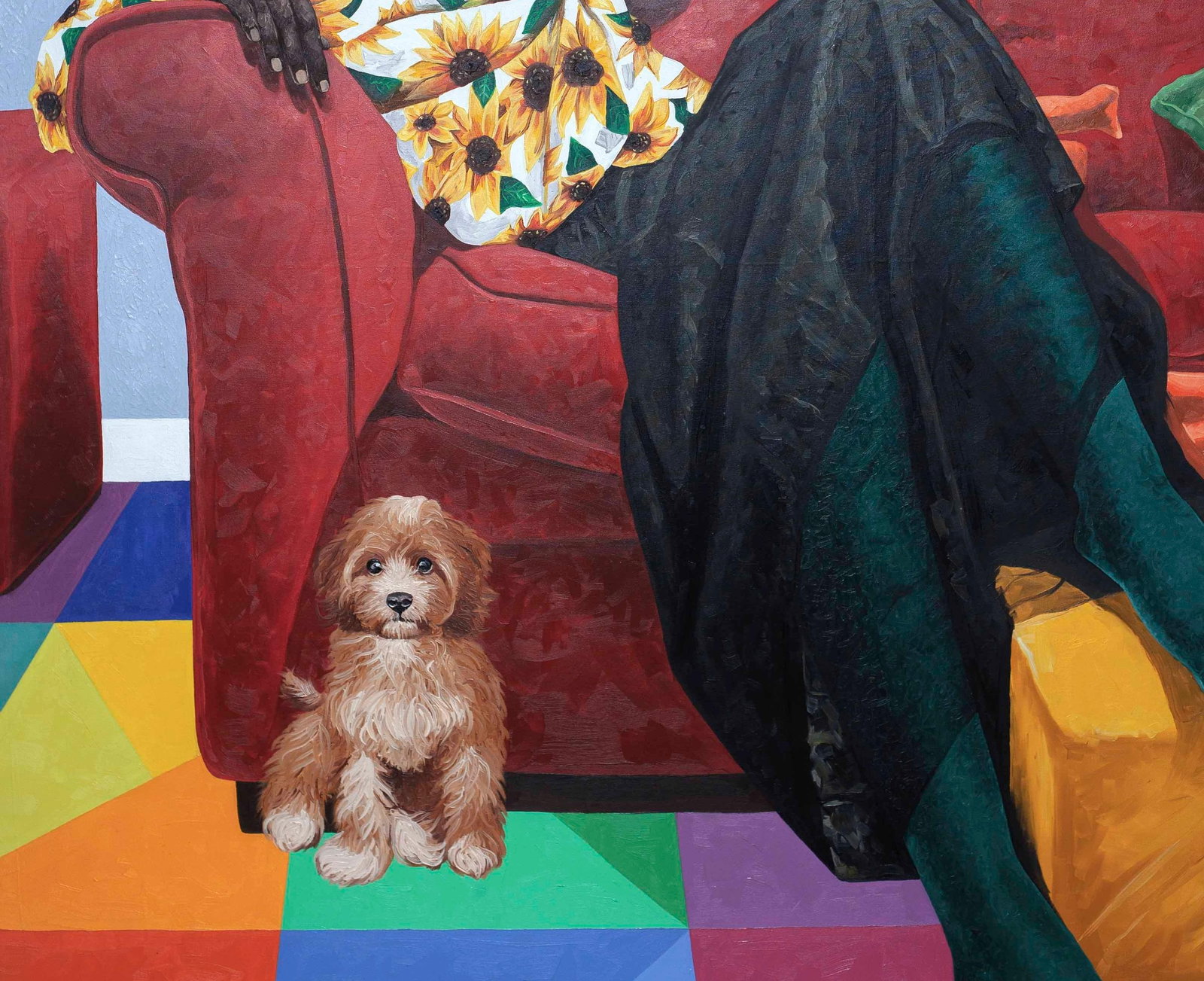 Lawrence Amoo, A Place To Rest - 21st Century, Contemporary, Figurative, Women, Dog, Modern Art, - 4