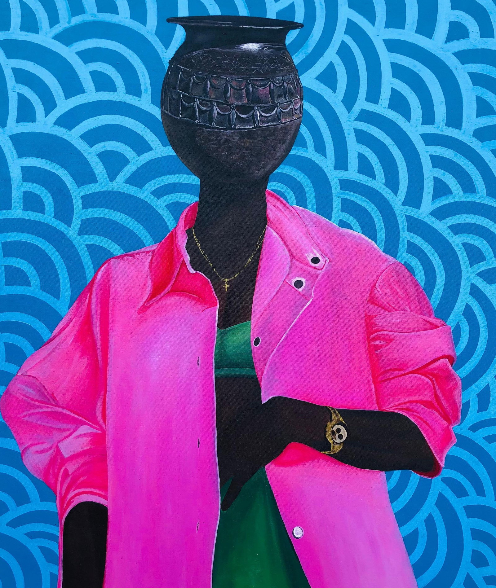 Hezekiah Oyejide Obidare, Identity 3 -21st Century, Contemporary, Figurative, Woman, Flower Pot, - 8