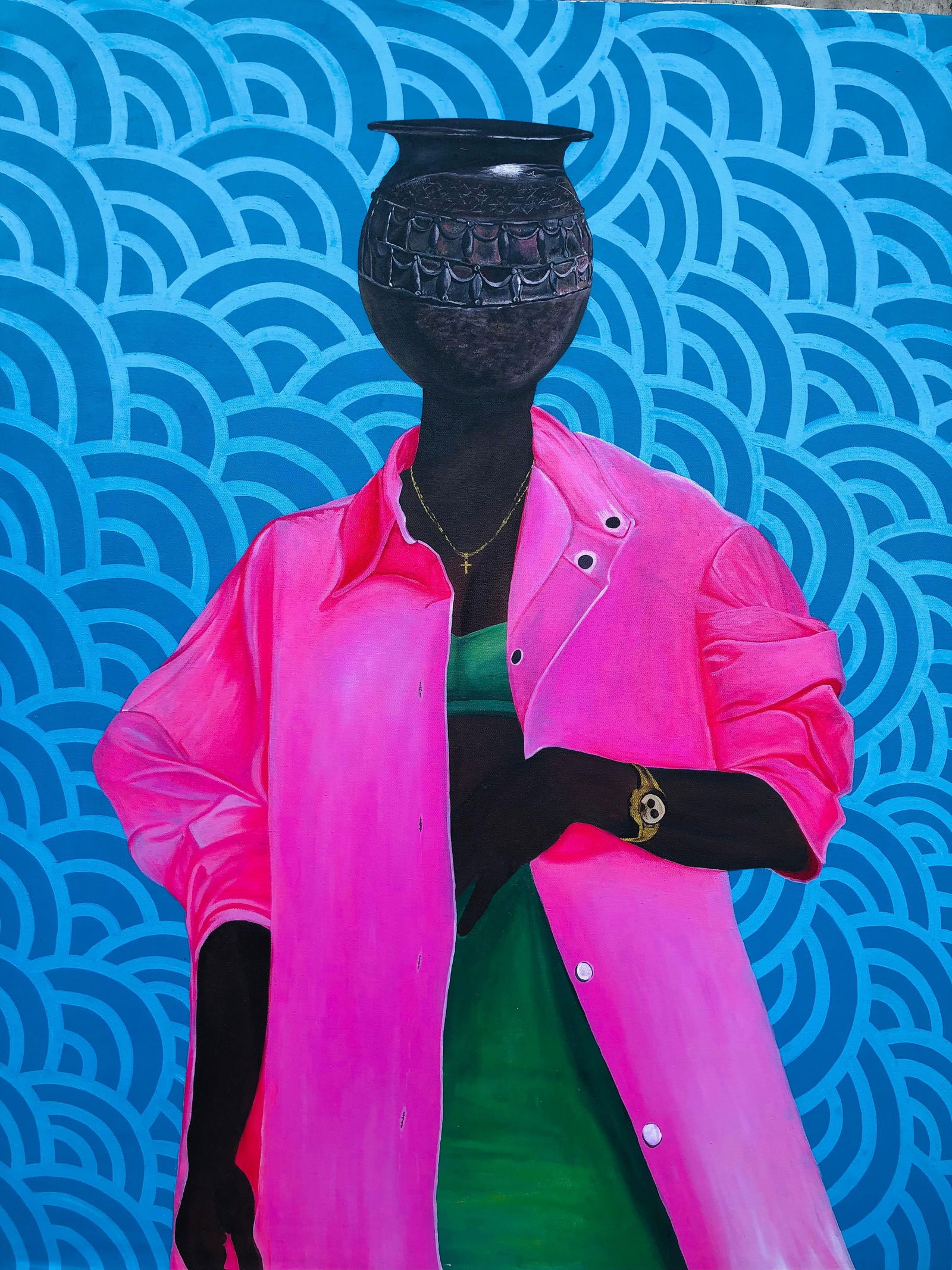 Hezekiah Oyejide Obidare, Identity 3 -21st Century, Contemporary, Figurative, Woman, Flower Pot, - 5