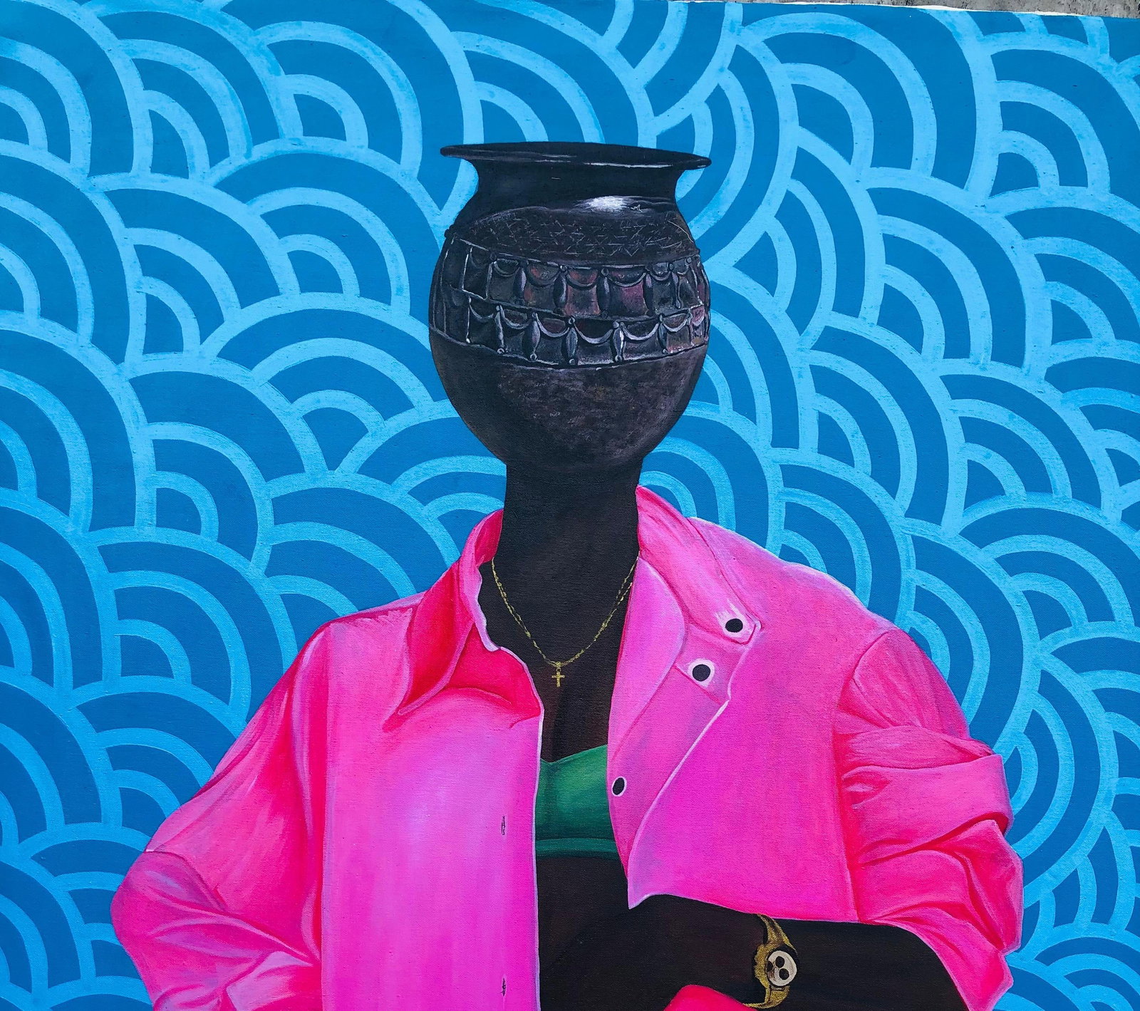 Hezekiah Oyejide Obidare, Identity 3 -21st Century, Contemporary, Figurative, Woman, Flower Pot, - 6