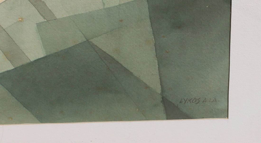 George Lykos Mid Century Modern California watercolor Buildings & a Prism - 7