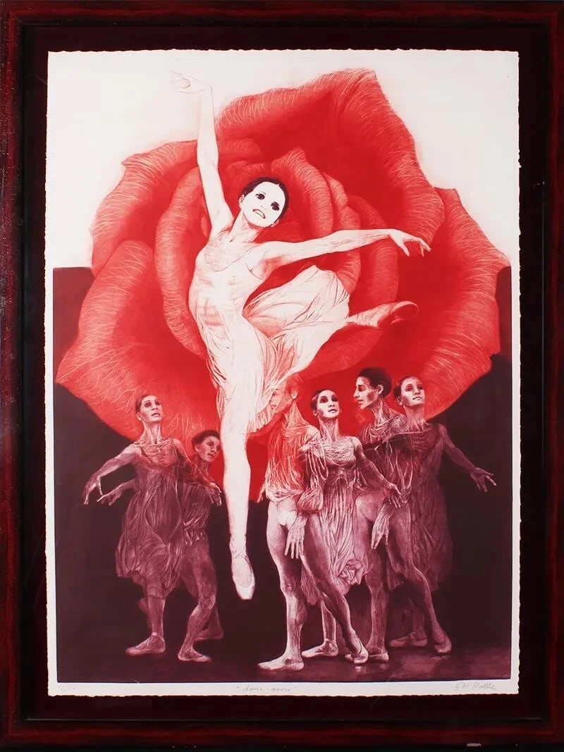 G.H. ROTHE Arise Arose 1977 Signed/titled/Numbered Mezzotint Print 86/150: Title:G.H. ROTHE Arise Arose 1977 Signed/titled/Numbered Mezzotint Print 86/150Description:G.H. ROTHE (1935-2007). Arise Arose, 1977, Mezzotint, 33-1/2" x 24-1/4" including margins (floated in the