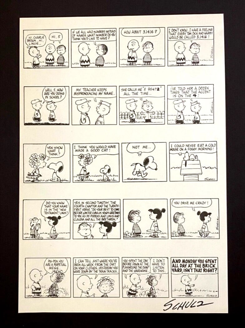 Charles Schulz Snoopy Peanuts 1968 Signed Vintage Print New Frame - 2