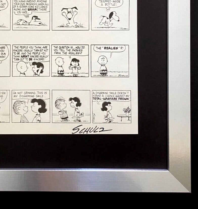 Charles Schulz Snoopy Peanuts 1968 Signed Vintage Print New Frame - 2
