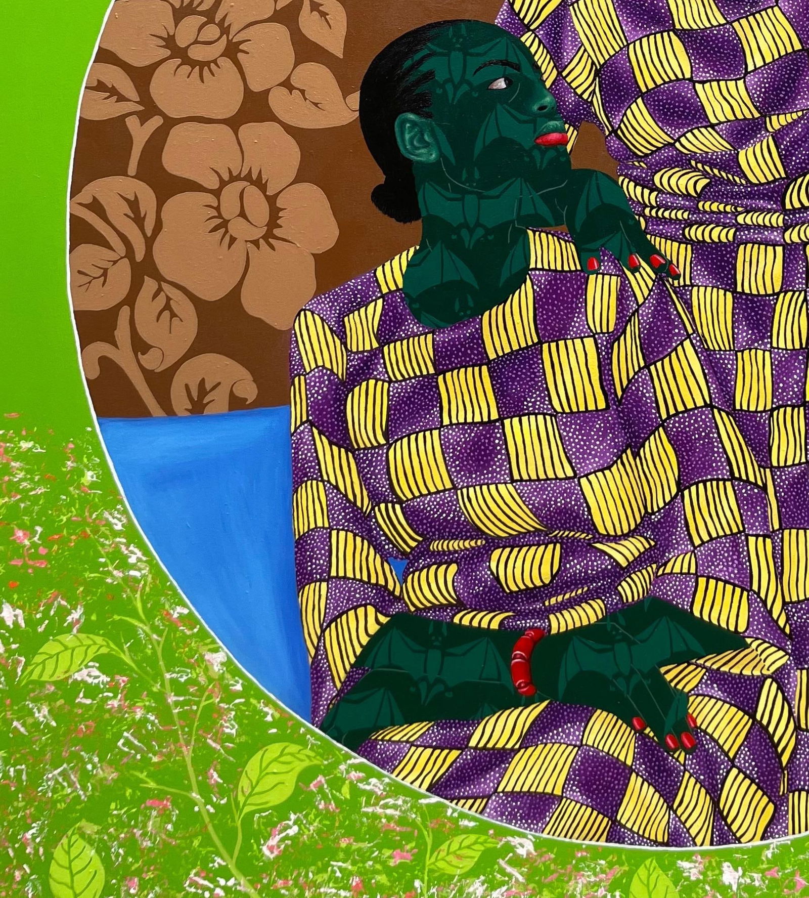 Oluwafemi Afolabi, Sisters in Yellow 4 -21st Century, Contemporary, Figurative, Love African Fabric, - 14