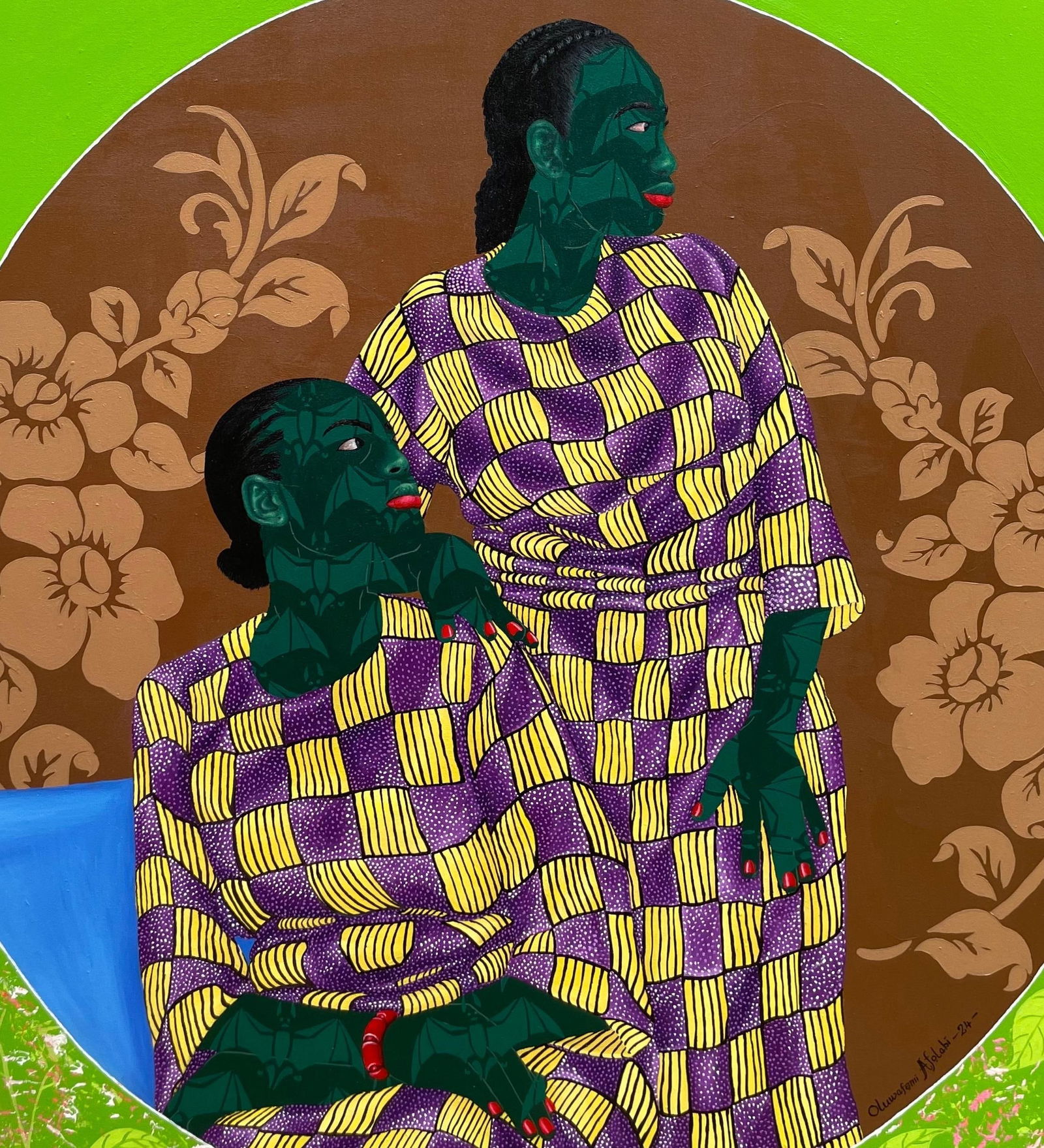 Oluwafemi Afolabi, Sisters in Yellow 4 -21st Century, Contemporary, Figurative, Love African Fabric, - 4