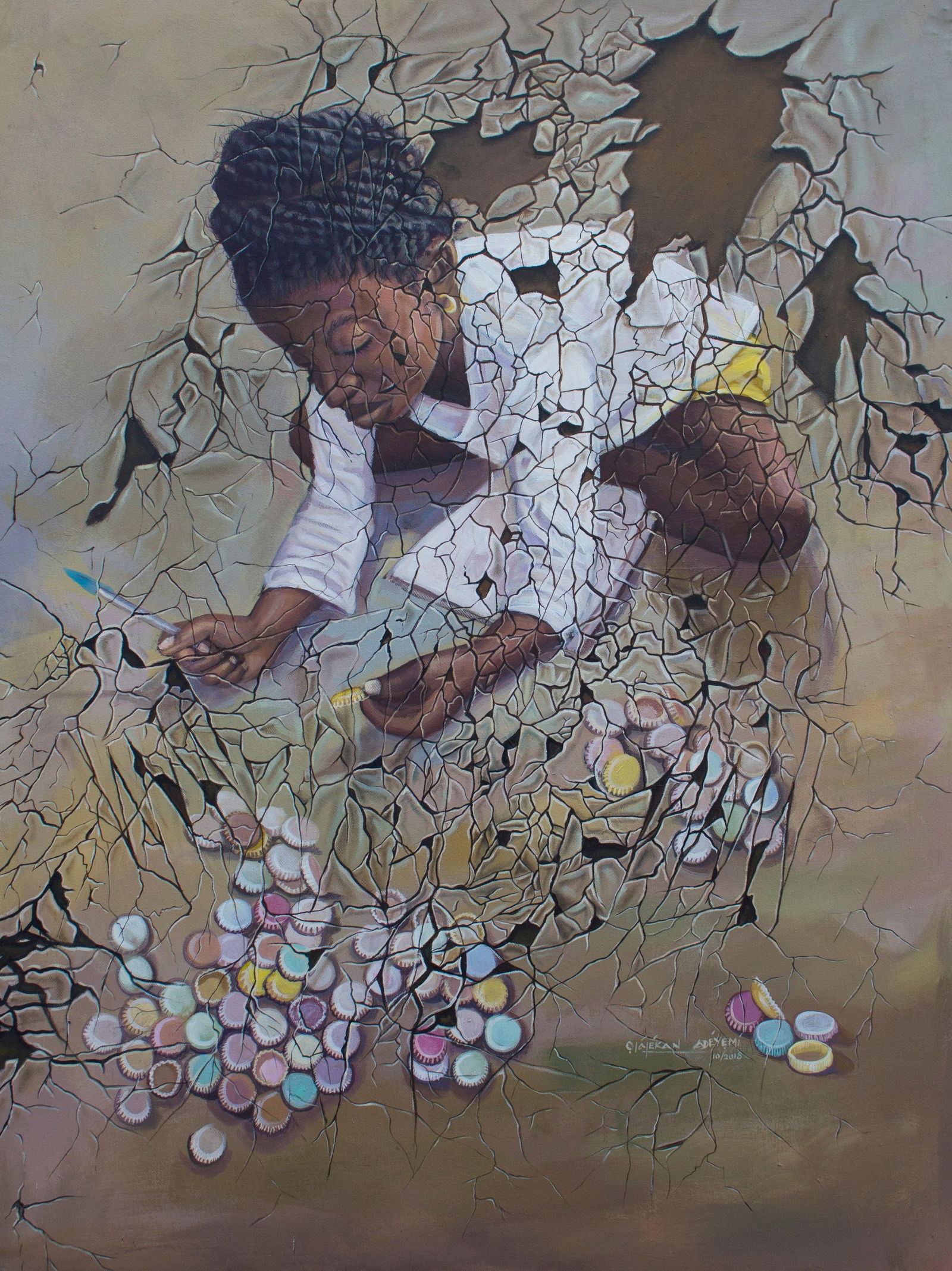 Olalekan Adeyemi, Onka (Numbering) - 21st Century, Contemporary, Figurative, Expressionist, Women, - 2