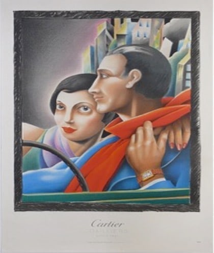 Cartier: Title:CartierDescription:Advertising poster. Original lithograph in colors on Arches paper, Published by Foundation Cartier 1985.Dimensions:Size: 39 X 26 ¾ Reserve: $100.00 