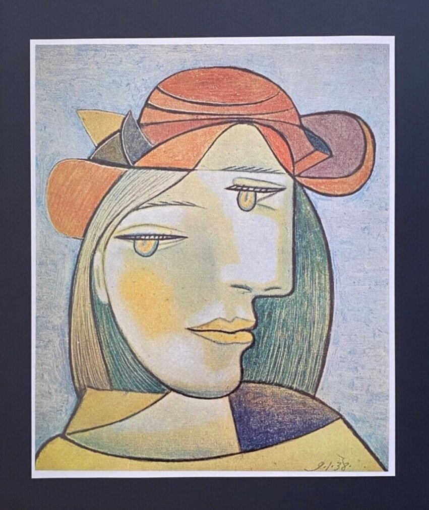 PABLO PICASSO 1961 CUBIST PRINT + VINTAGE + W /COA MOUNTED AND FRAMED BUY NOW! - 2