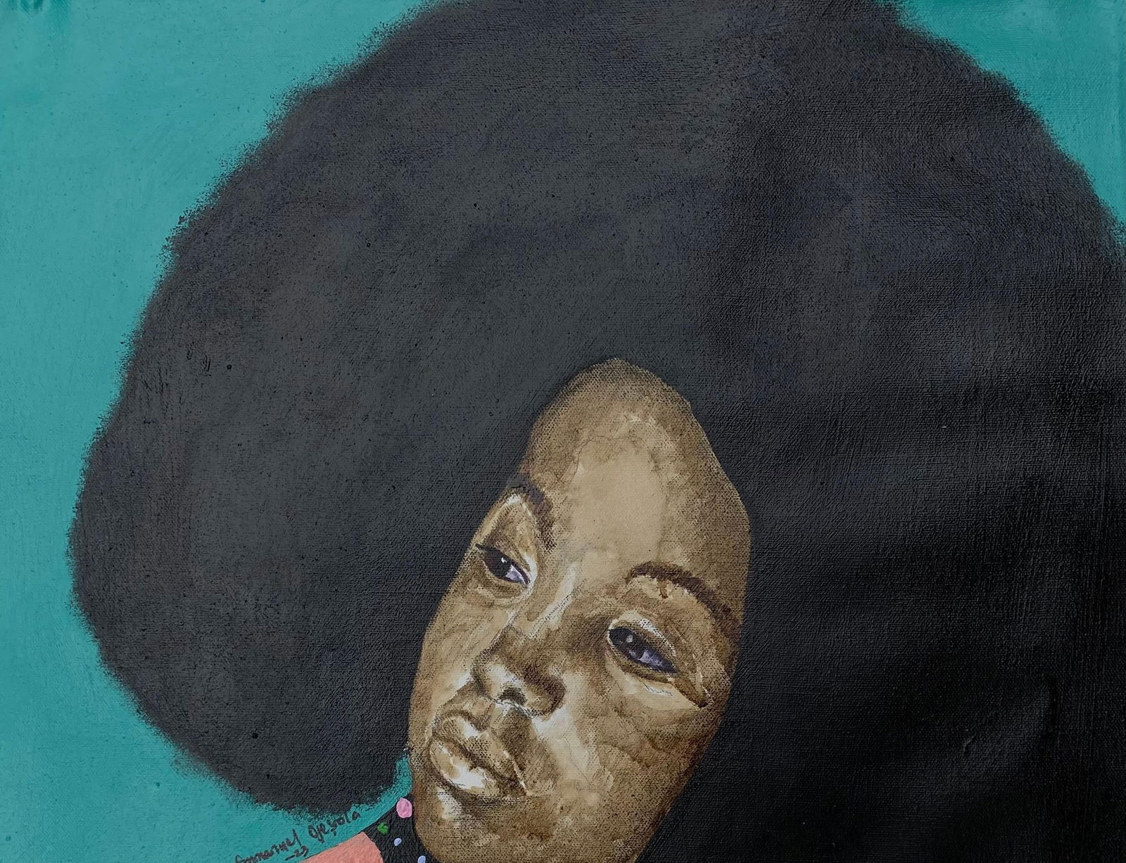 Emmanuel Ojebola, Untitled 2 - 21st Century, Contemporary, Figurative, Women with Large Afro Hair, - 3