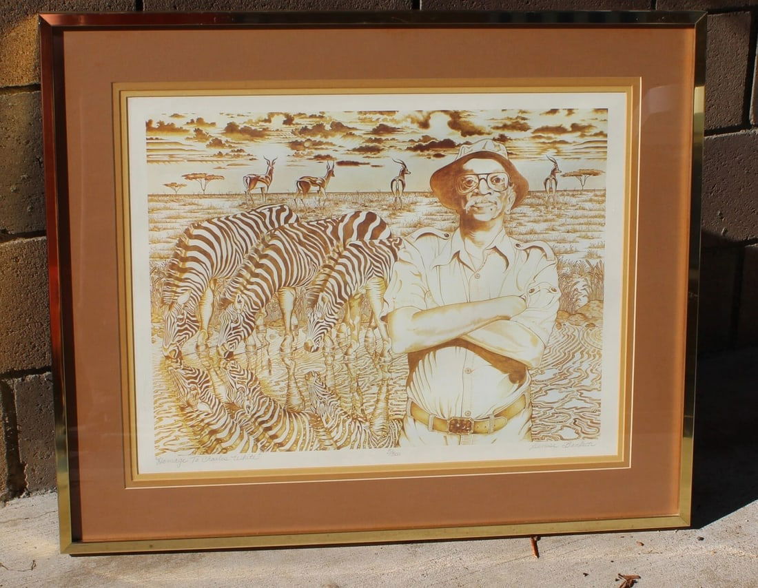 DENISE BANKUTI Homage to Charles White with Safari Animals S/N Lithograph 5/300 - 2
