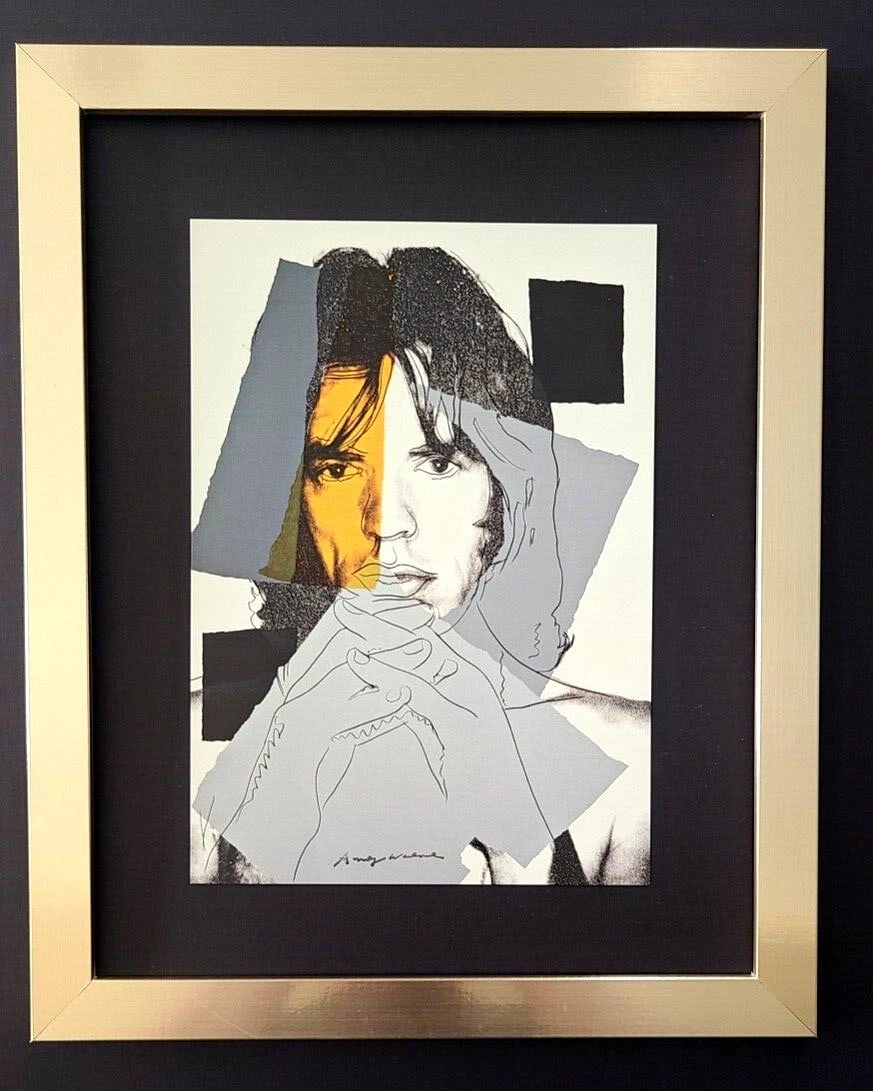 ANDY WARHOL + SIGNED 1984 "MICK JAGGER" PRINT MOUNTED & FRAMED: Title:ANDY WARHOL + SIGNED 1984 "MICK JAGGER" PRINT MOUNTED & FRAMED Description:This is a Stunning and Scarce 1984 Print after Andy Warhol "MICK JAGGER" from - His Pop Art Collection- Facsimile Signe