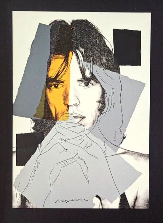 ANDY WARHOL + SIGNED 1984 "MICK JAGGER" PRINT MOUNTED & FRAMED - 2