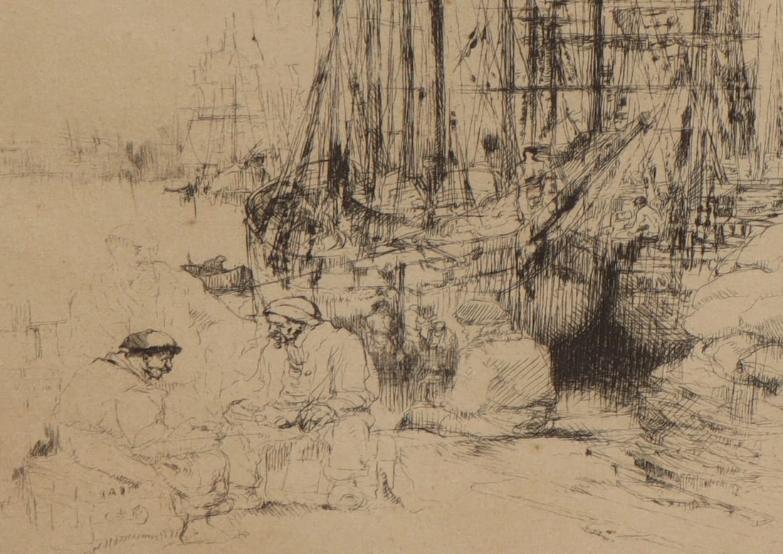 AUGUSTE BROUET Fine Gallery S/N Etching Saint Malo Harbour Brittany Circa 1926 - 4