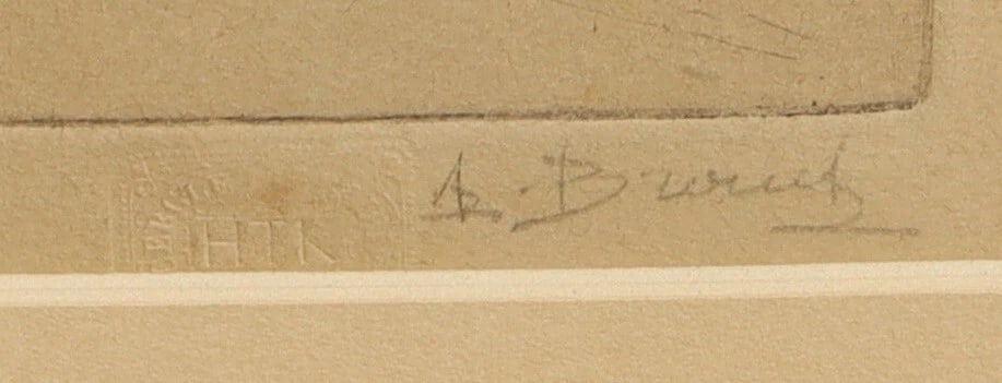 AUGUSTE BROUET Fine Gallery S/N Etching Saint Malo Harbour Brittany Circa 1926 - 6