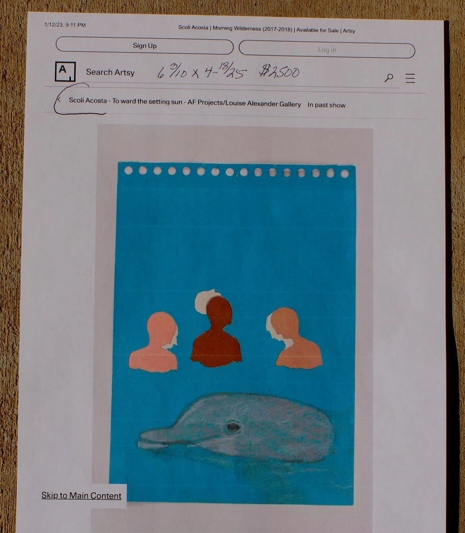 SCOLI ACOSTA Man "Recording Tafraoute" Mixed Media on Paper Compare at $3k - 7