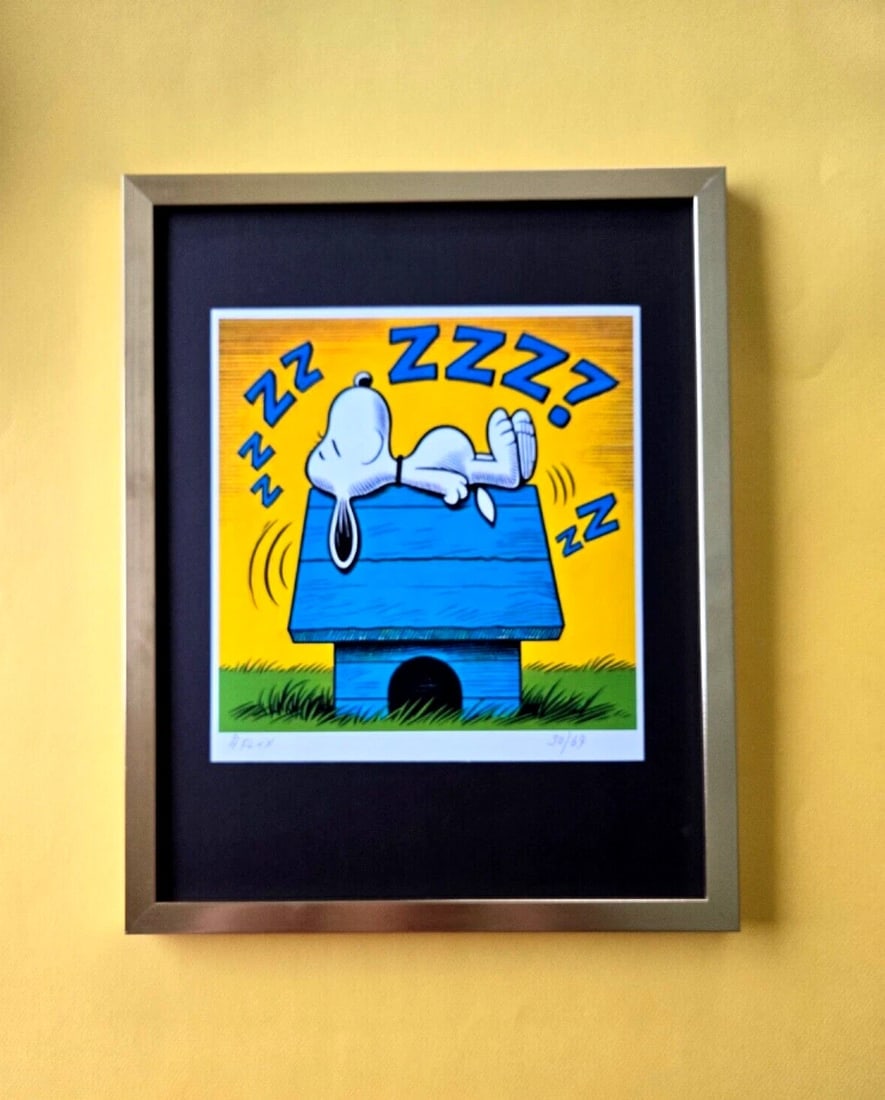 AIDAN FLUX | Hand Signed Original Print Framed LtdEd of 69 COA | SNOOPY ZZZ - 3