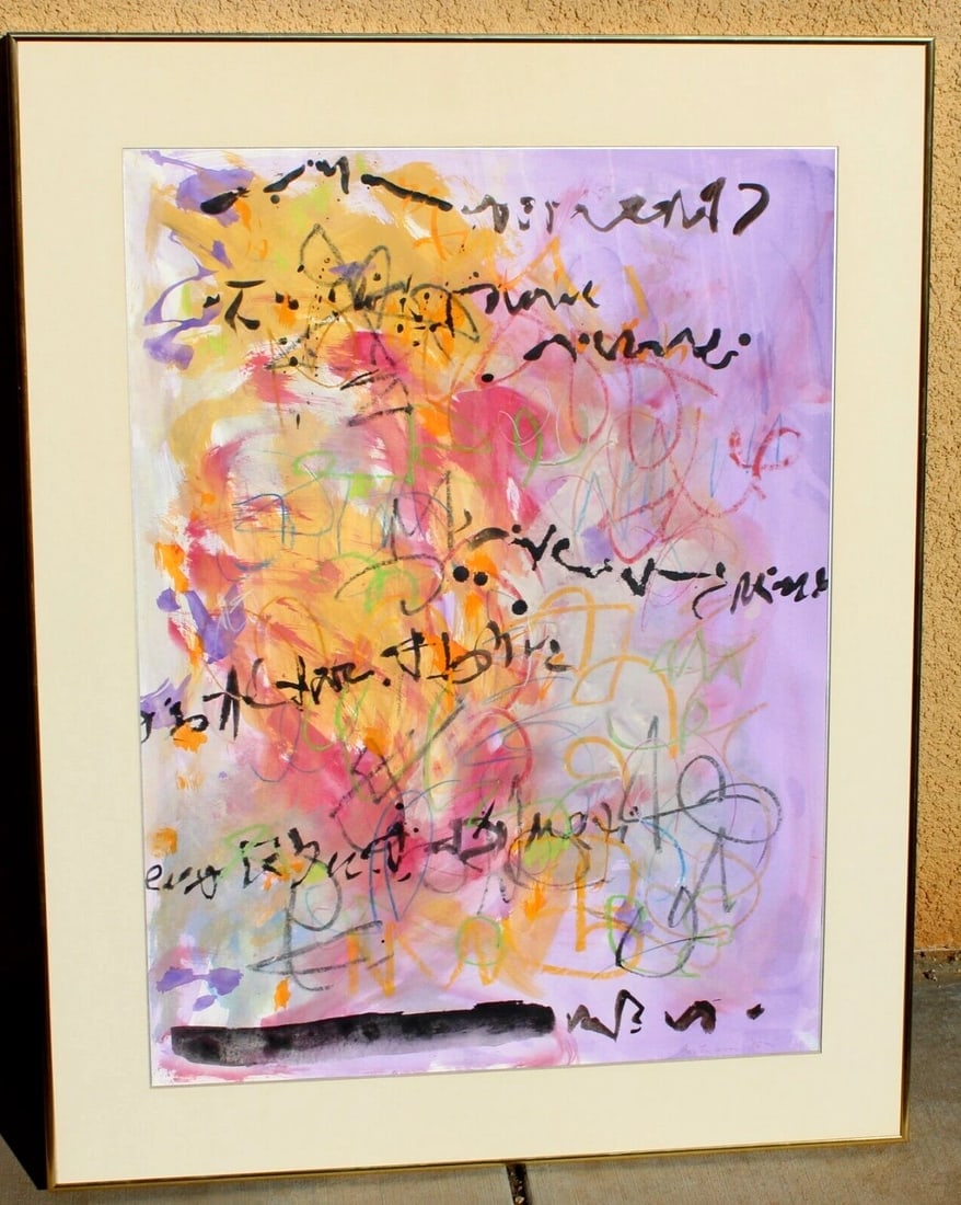 JIM BERTRAM California Modernist Calligraphic Mixed Media Abstract 1986 - 2