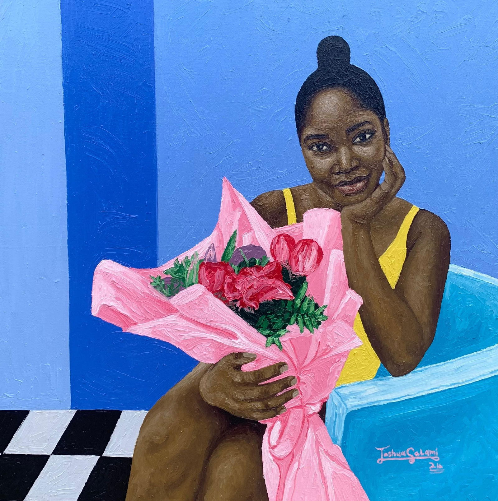 Joshua Salami, Moment He Gave Me Flowers - 21st Century, Contemporary, Landscape, Women, Love, 2024 - 4