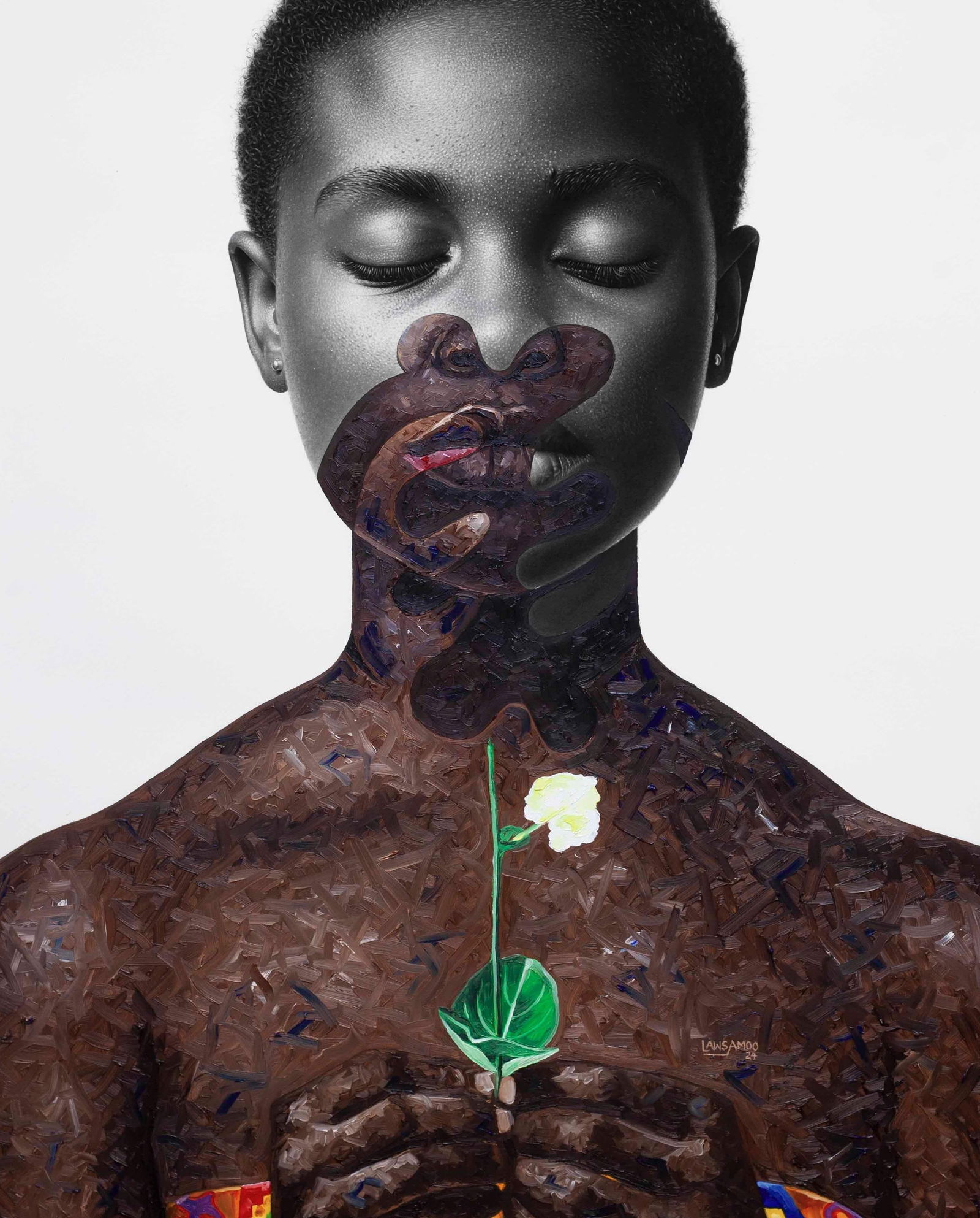 Lawrence Amoo, Gye Nyame I -21st Century, Contemporary, Figurative Portrait, Women, Mixed Media, - 3