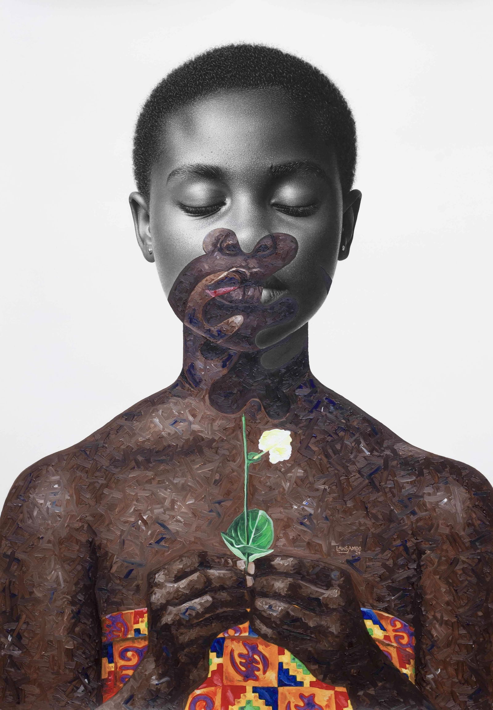 Lawrence Amoo, Gye Nyame I -21st Century, Contemporary, Figurative Portrait, Women, Mixed Media, - 4