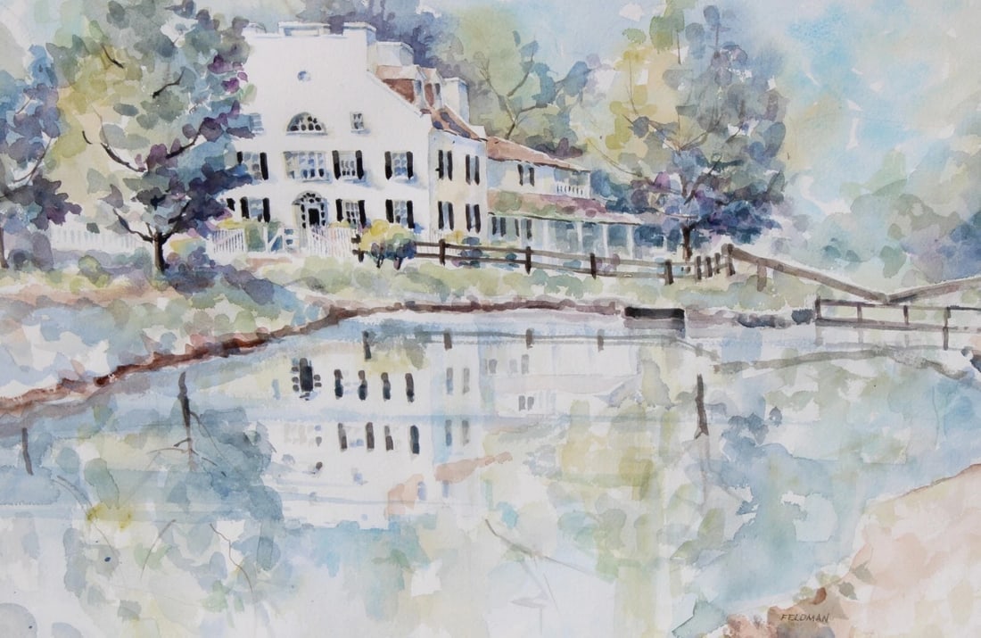 MARILYN FELDMAN Great Falls Tavern Potomac Valley Maryland watercolor - 3