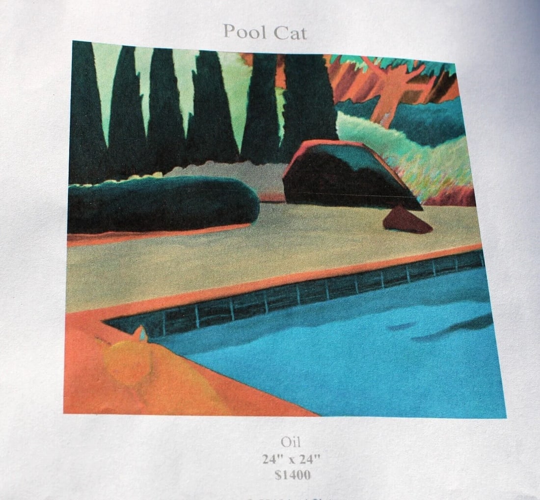 LORI SLATER California watercolor Back Door Cat compare at $1400 - 6